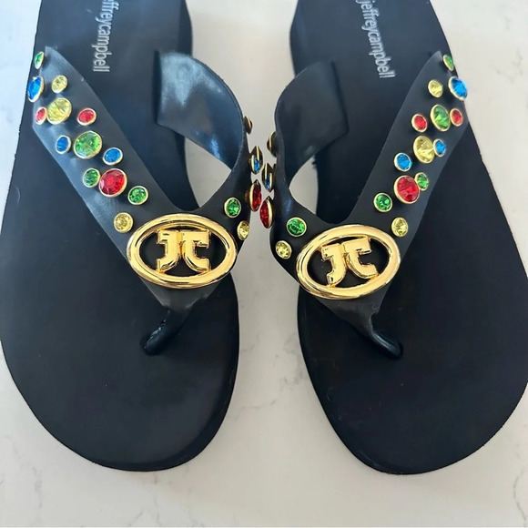 Jeffrey Campbell Iconics Sandals black with multicolored embellishments Size: 8 - Picture 4 of 5